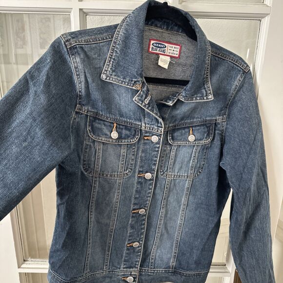 Old Navy Jean Jacket Womens Medium Dark Wash Blue Denim - Picture 7 of 13